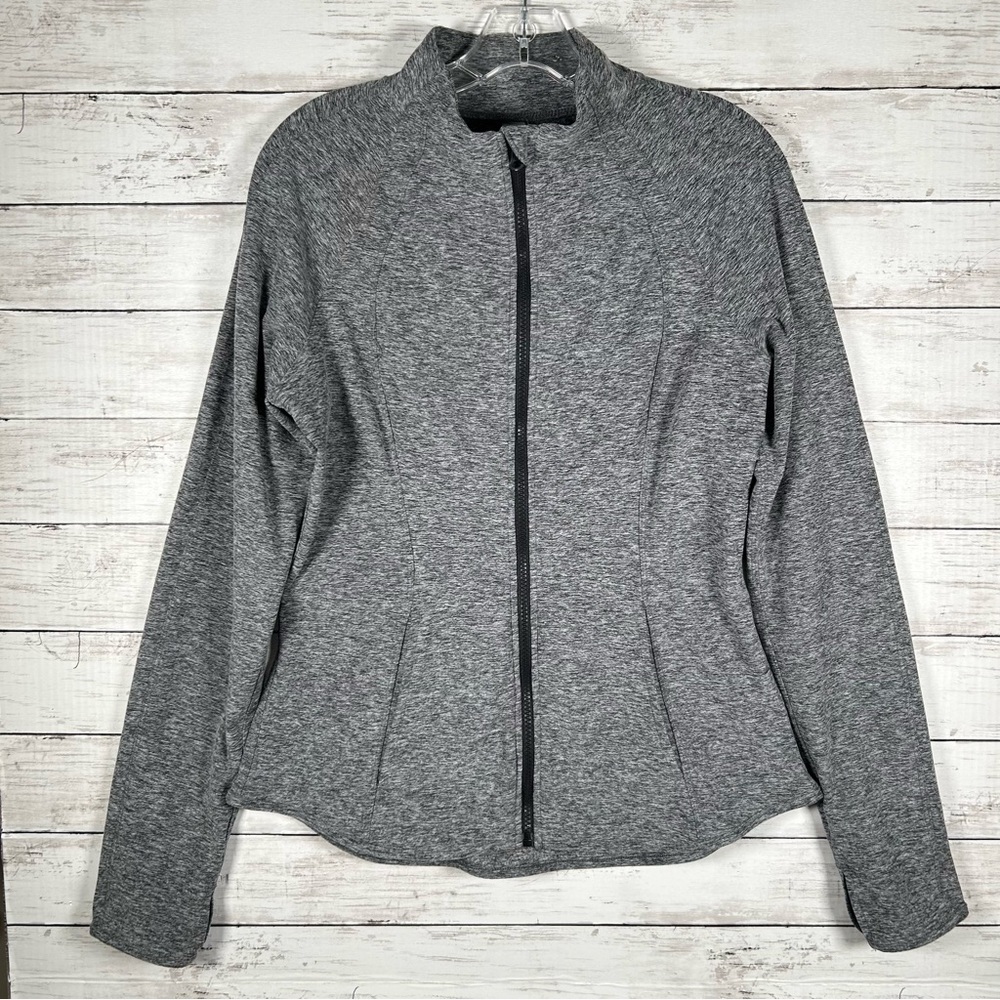 Yogalicious Soft Full Zip Yoga Jacket with Pockets Heather Gray Sz L